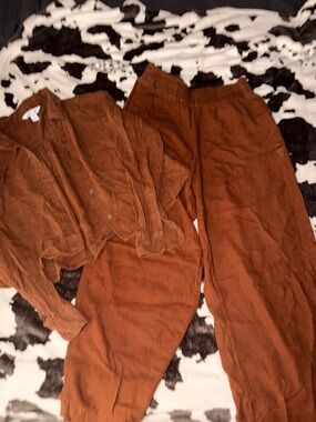 Old Navy Linen Matching Set – Rust/Cognac | Size M